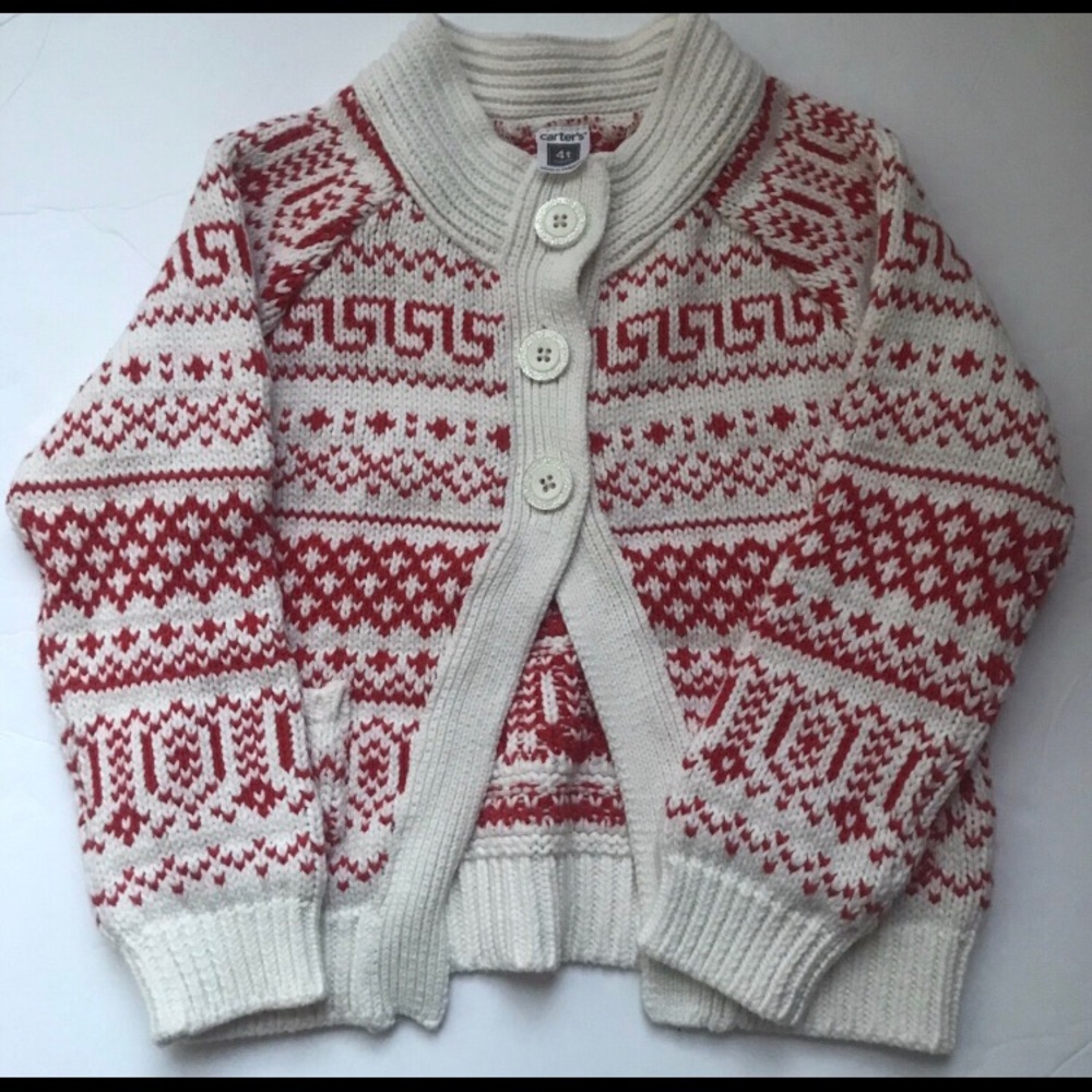 Carter Red & White Cardigan, Size: 4T